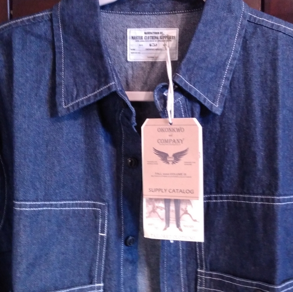 Men's Dark Wash Denim Fashion Work shirt Complete With XXL Double Pockets - Picture 2 of 5